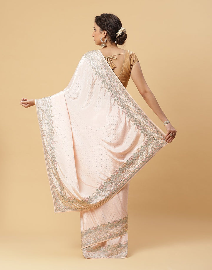 Embroidered Satin Saree