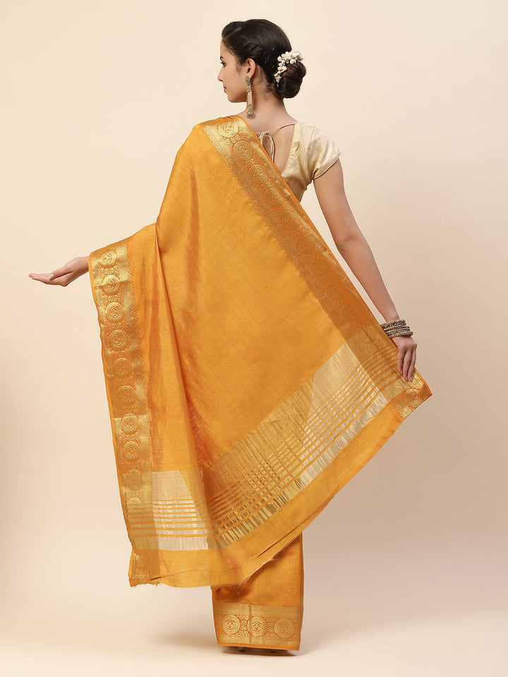 Plain Zari Border Art Handloom Woven Saree
