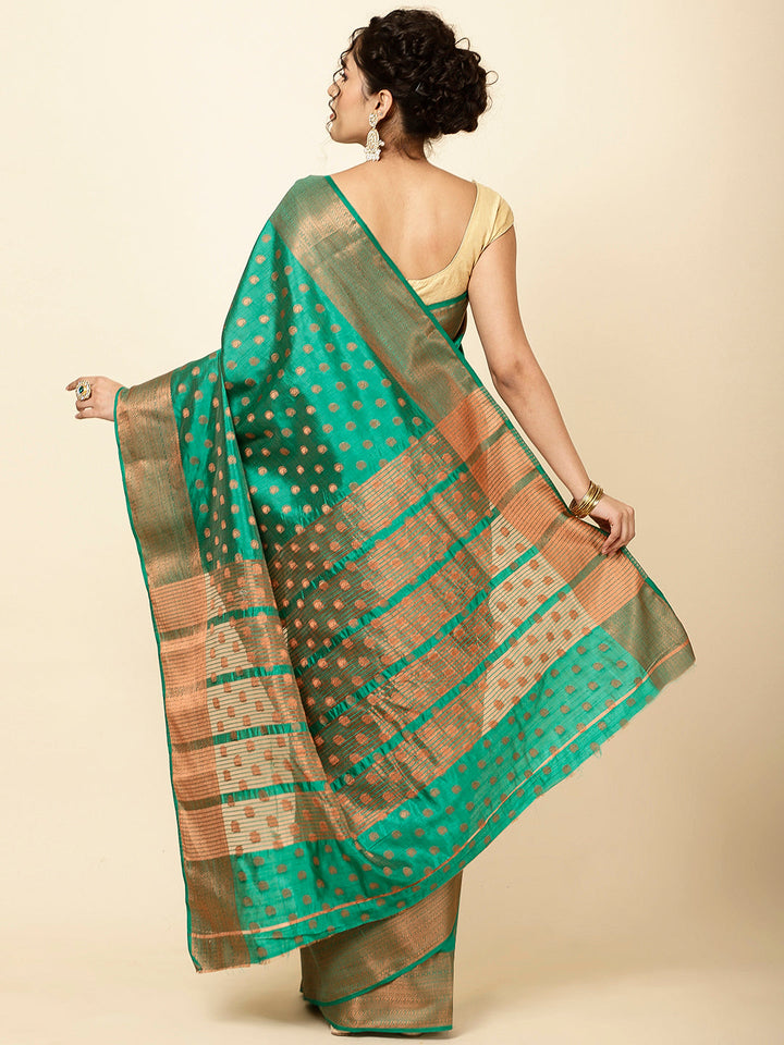 Zari Border Booti Woven Handloom Saree