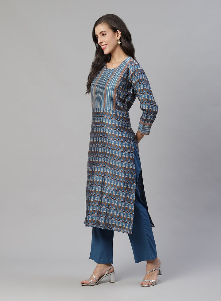 Printed Cotton Kurti With Pant