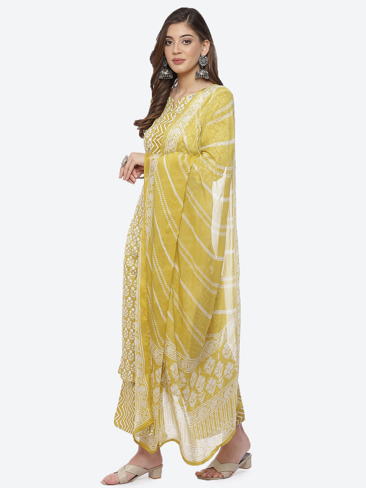 Printed Cotton Stitched Salwar Kameez With Cotton Dupatta