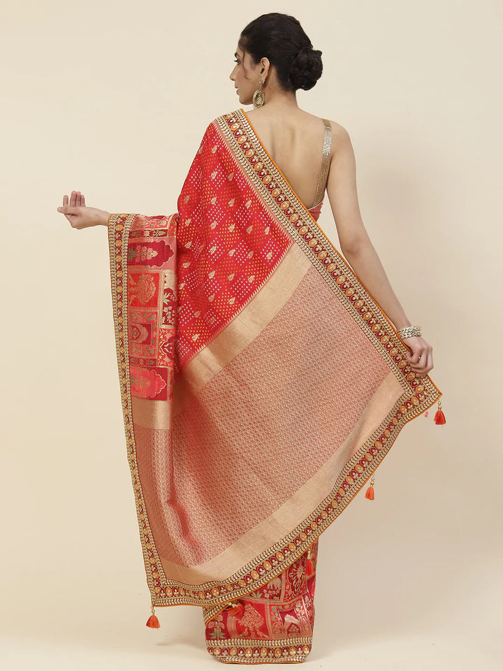 Stone Booti Embroidered Dola Handloom Saree
