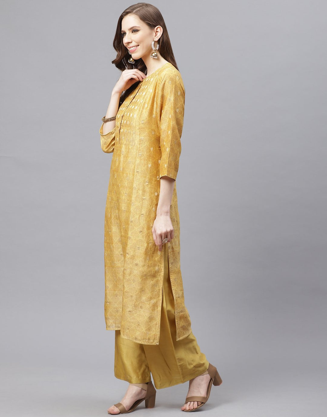 Straight Chanderi Kurta with Plazzo Pants