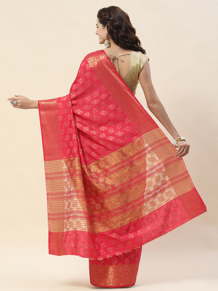 Zari Border Booti Woven Handloom Saree