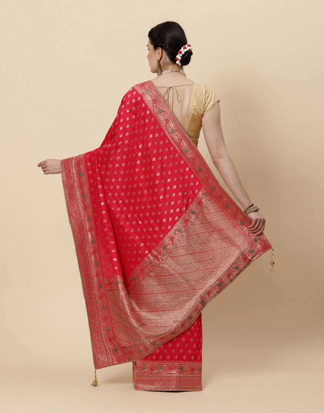 Cutdana Embroidered Banarasi Woven Saree