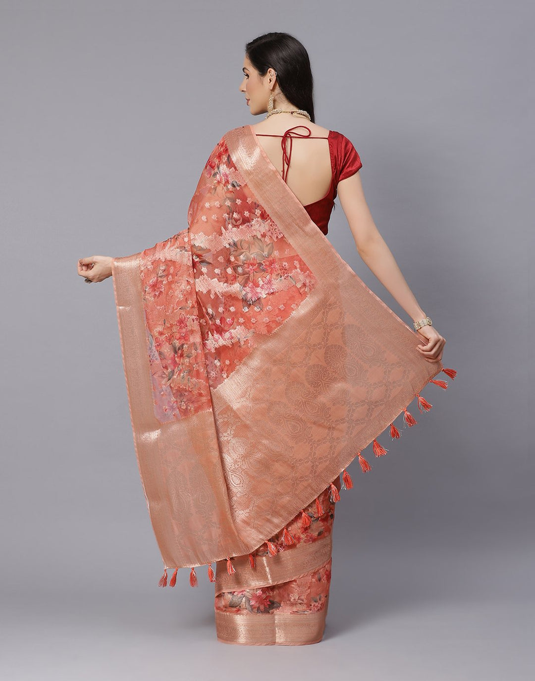 Digital Floral Printed Organza Saree