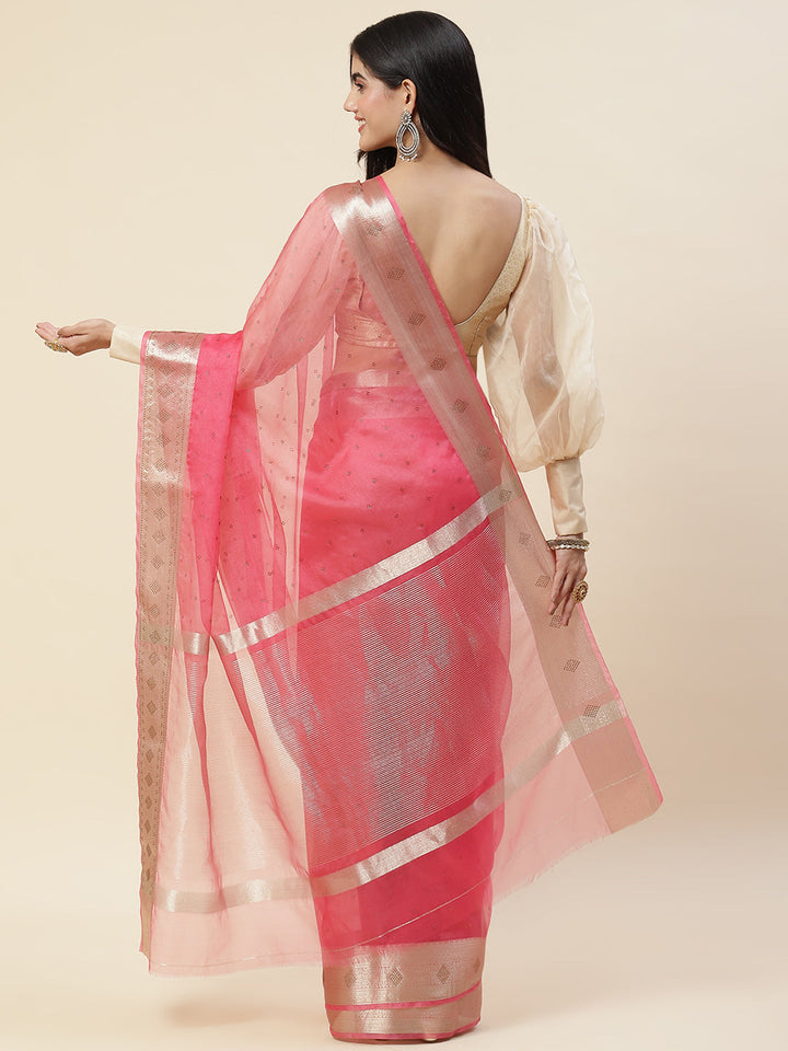 Stone Work Plain Organza Saree