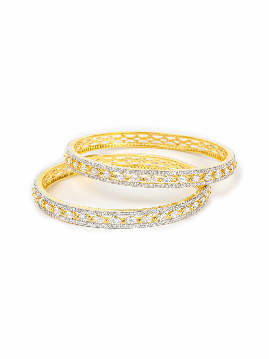 Gold &amp; White AD Bangles Set