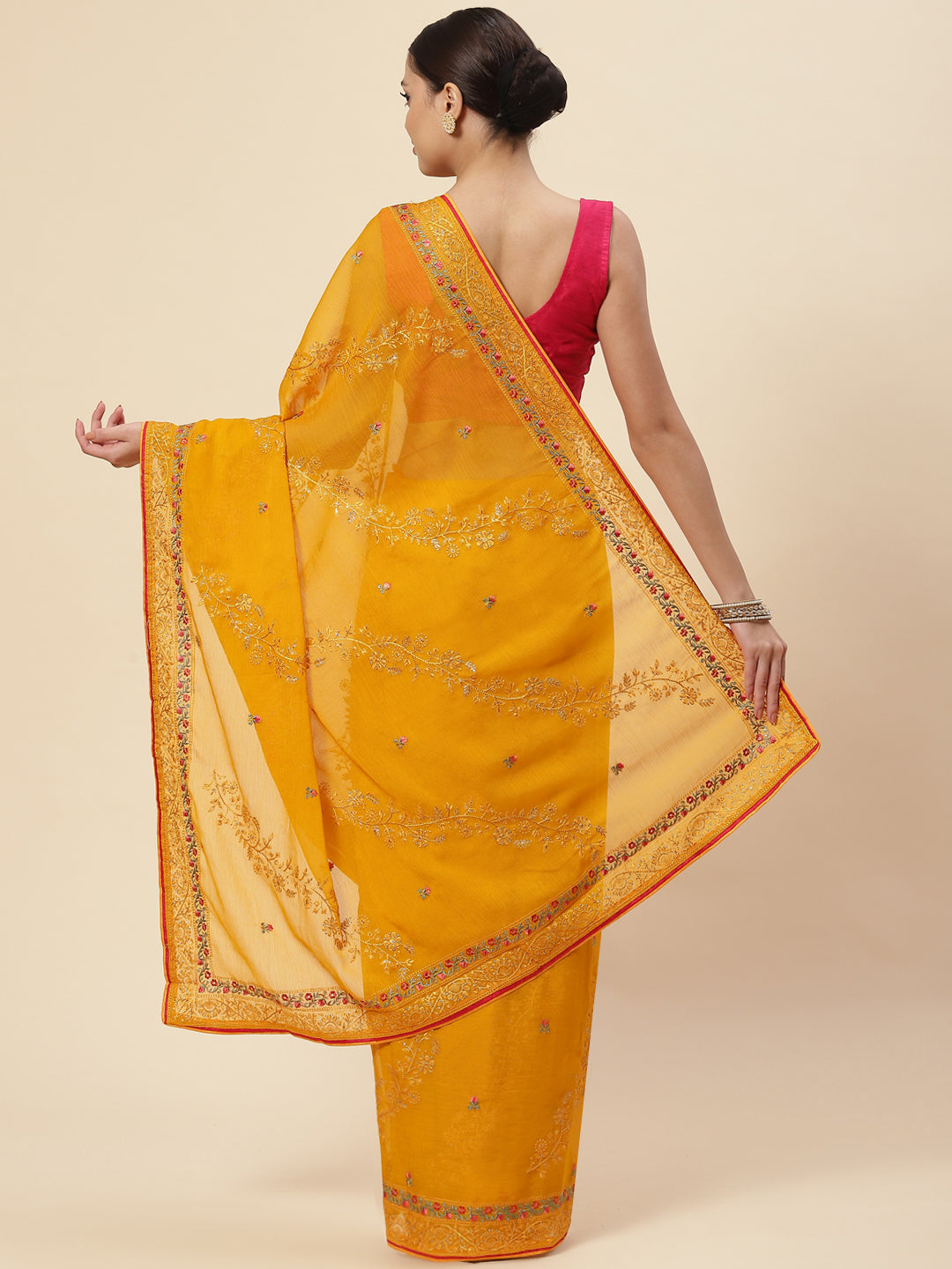 Resham Embroidered Chiffon Saree