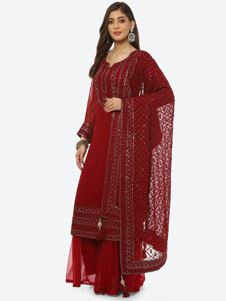 Resham Mirror Booti Georgette kurta With Palazzo &amp; Dupatta