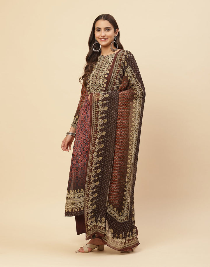 Digital Printed Crepe Salwar Kameez Stitched Suit With Georgette Dupatta
