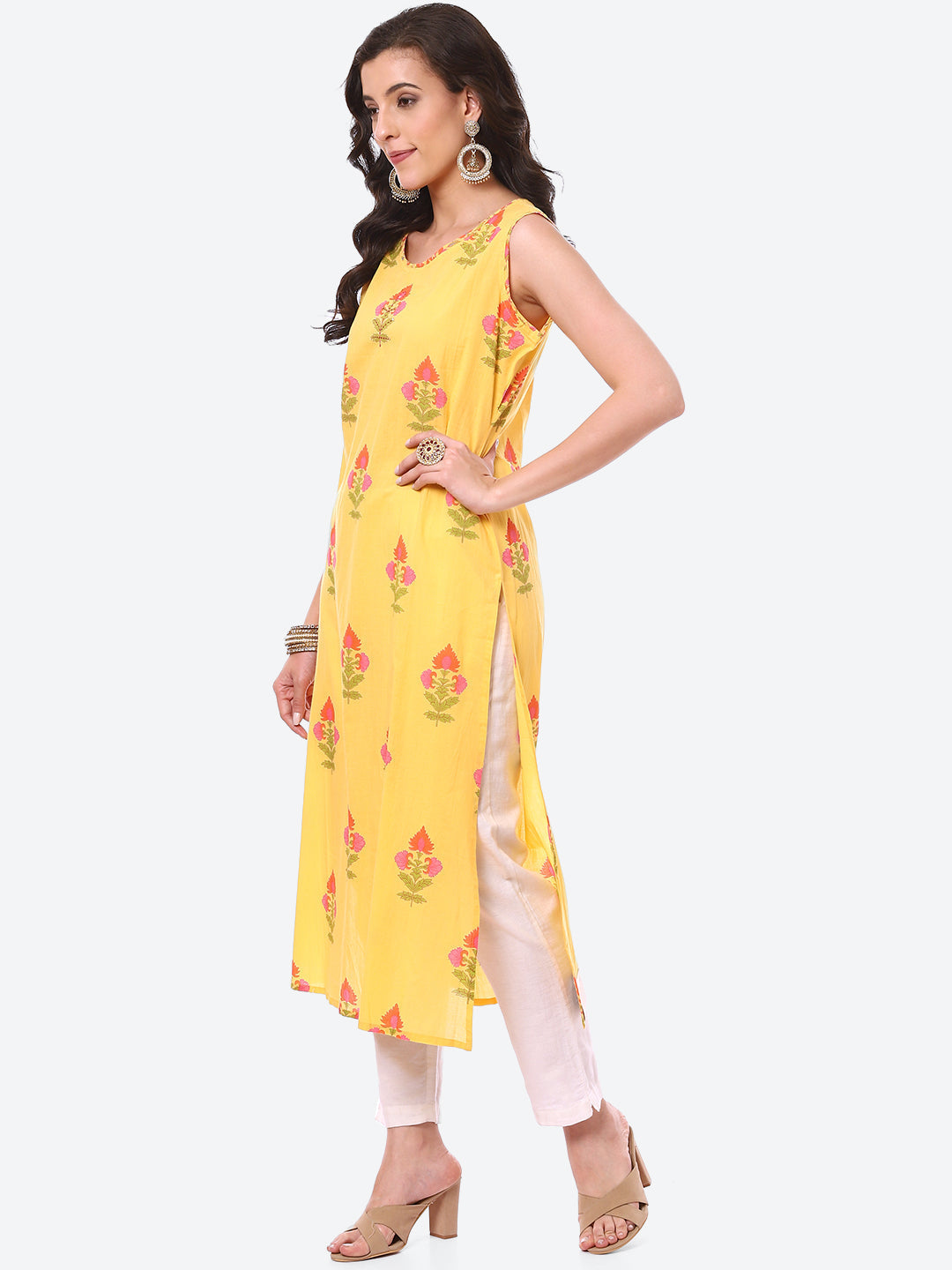 Floral Printed Double Layer Cotton Kurta