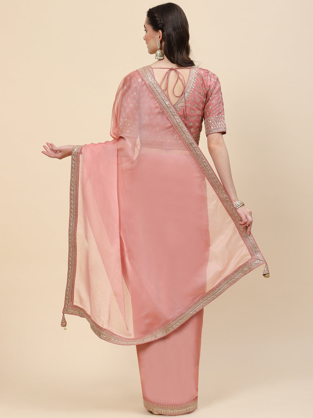 Sequin Embroidered Organza Saree