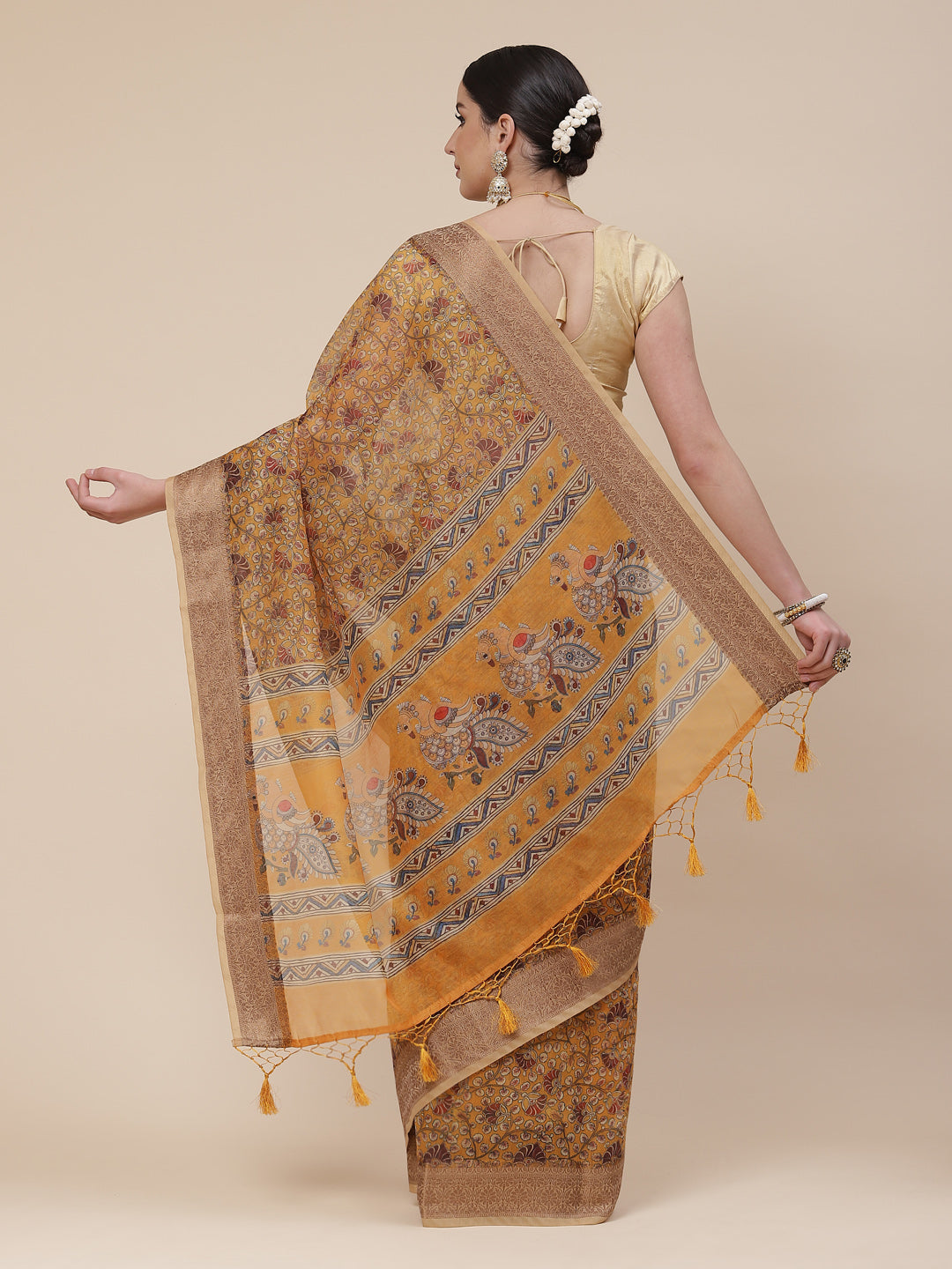 Digital Floral Printed Banarasi Pallu Cotton Saree