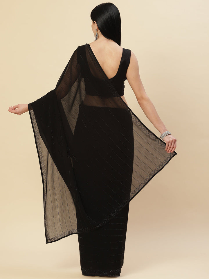 Stone Work Plain Georgette Saree