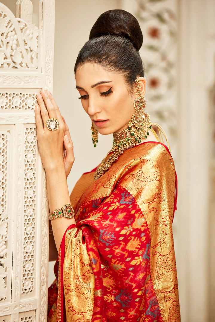 Jamawar Woven Tussar Pashmina Saree