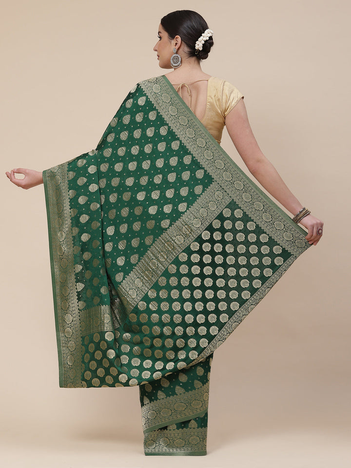 Zari Booti Crepe Plain Saree