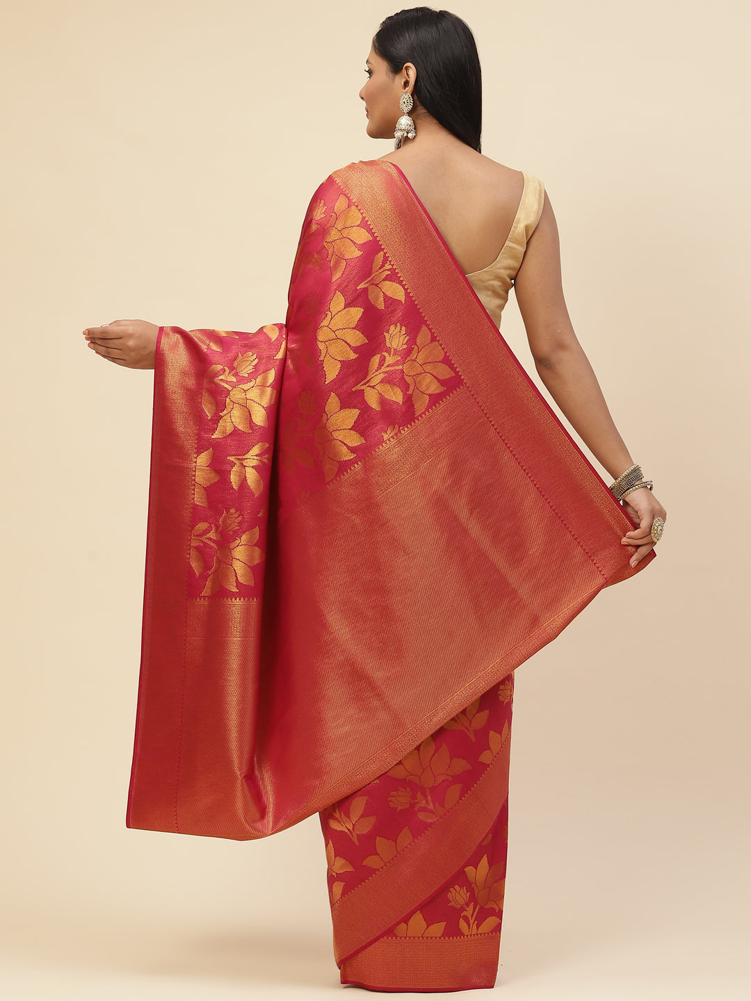 Brocade Zari Jaal Handloom Woven Saree