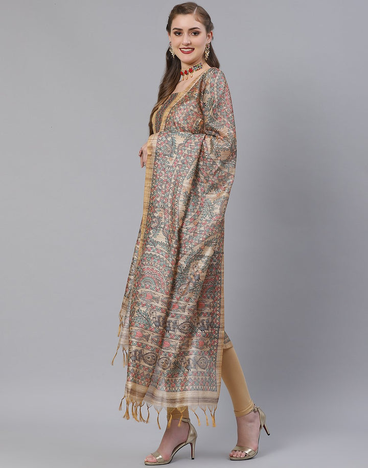 Chanderi embroidered Suit Set with Jaal dupatta