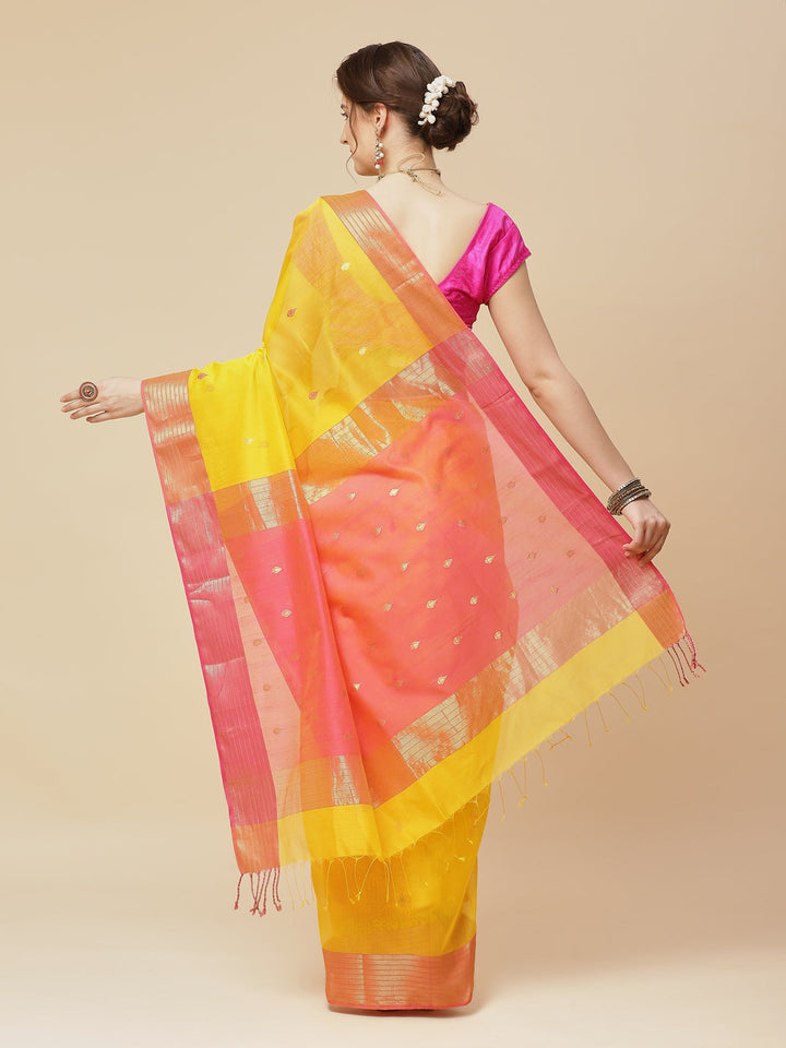 Zari Border Booti Cotton Woven Saree