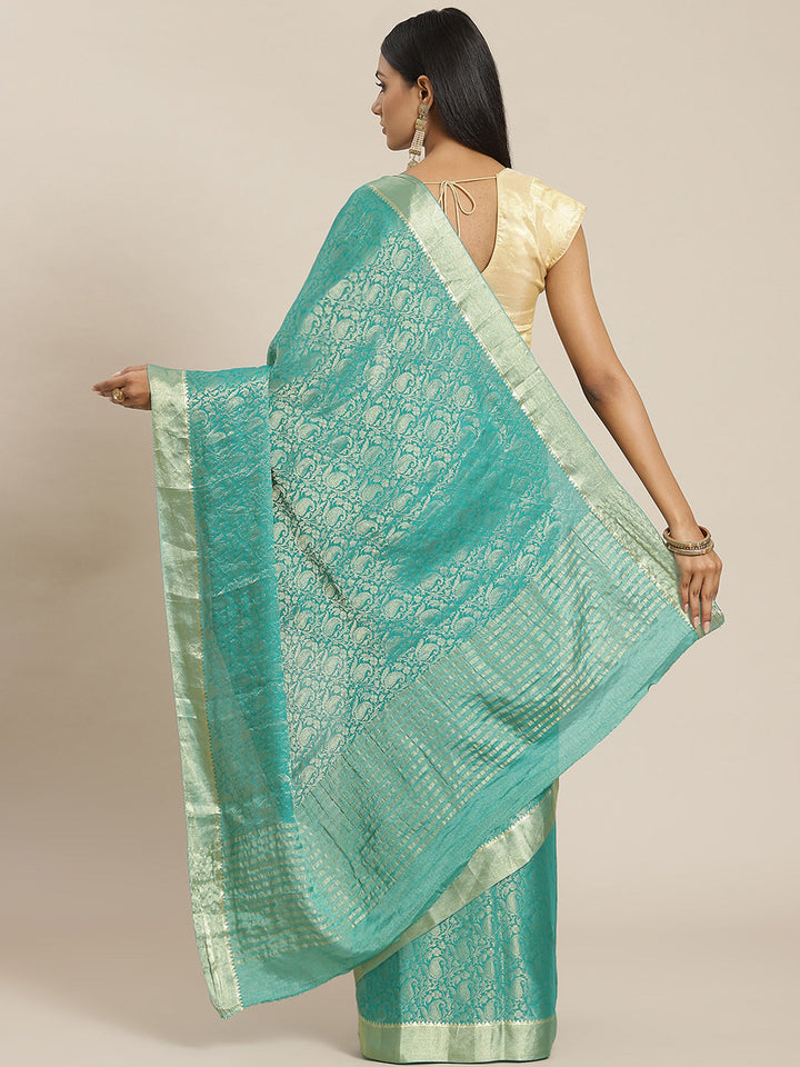 Brocade Zari Border Georgette Plain Saree