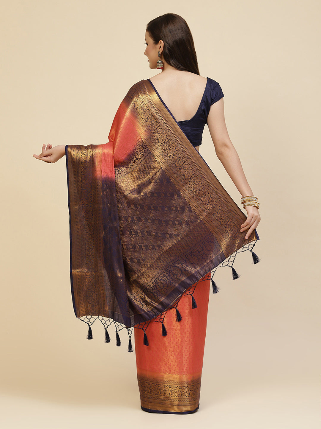 Brocade Zari Jaal Handloom Woven Saree