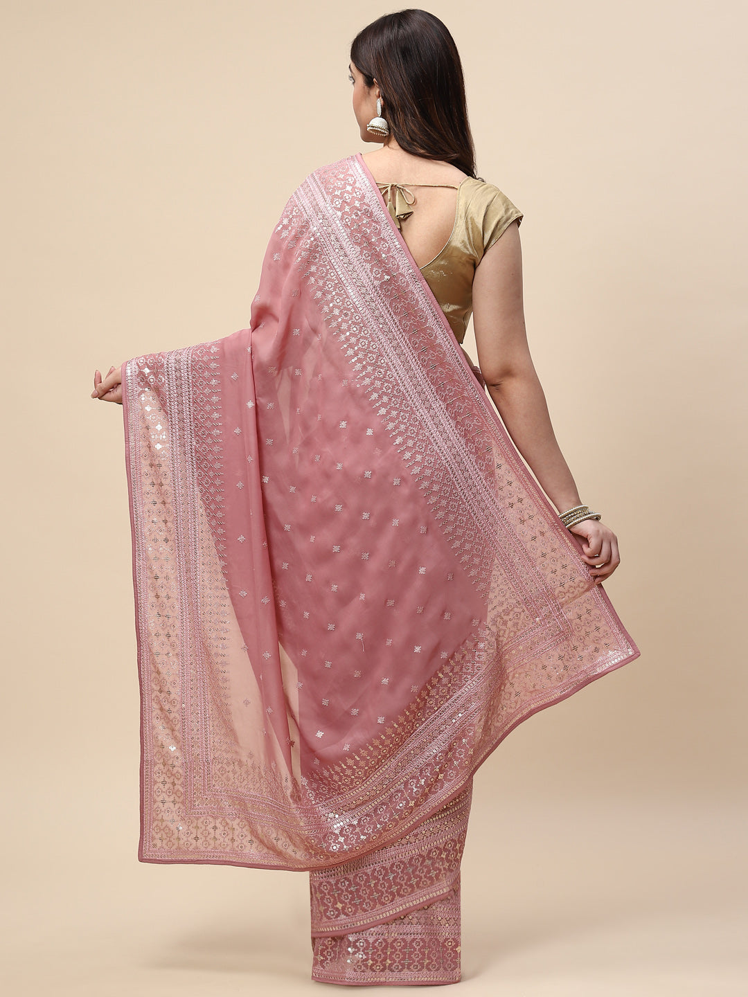 Sequin Embroidered Georgette Saree