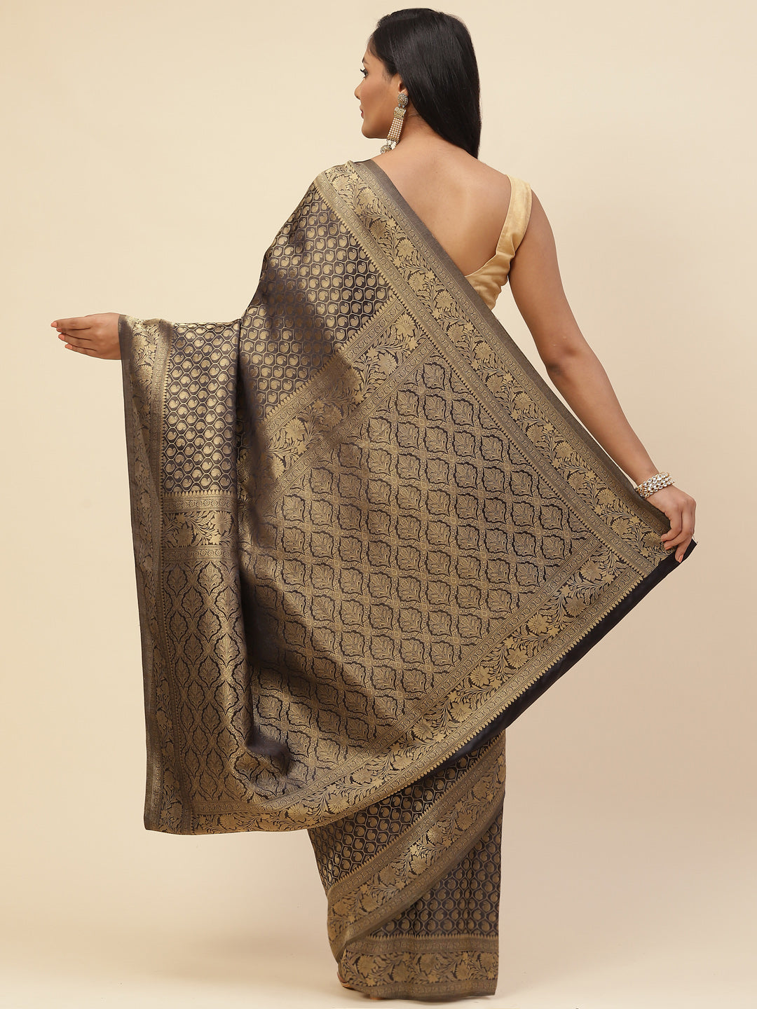 Brocade Zari Jaal Satin Woven Saree