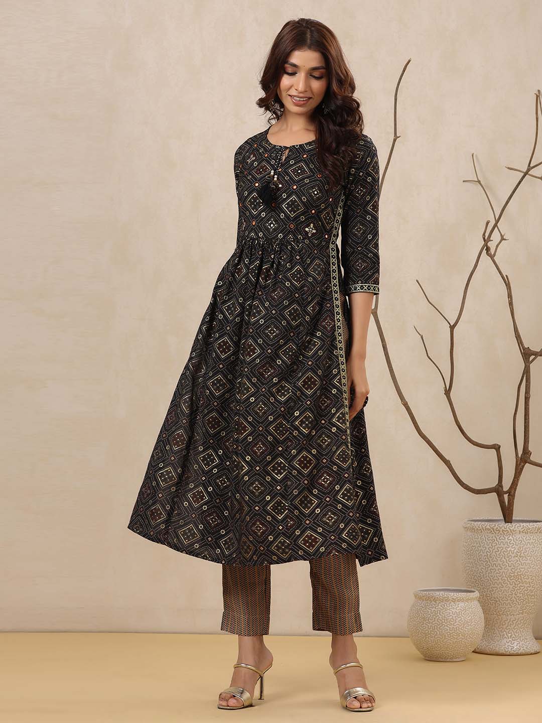 Printed Muslin Kurta With Pants