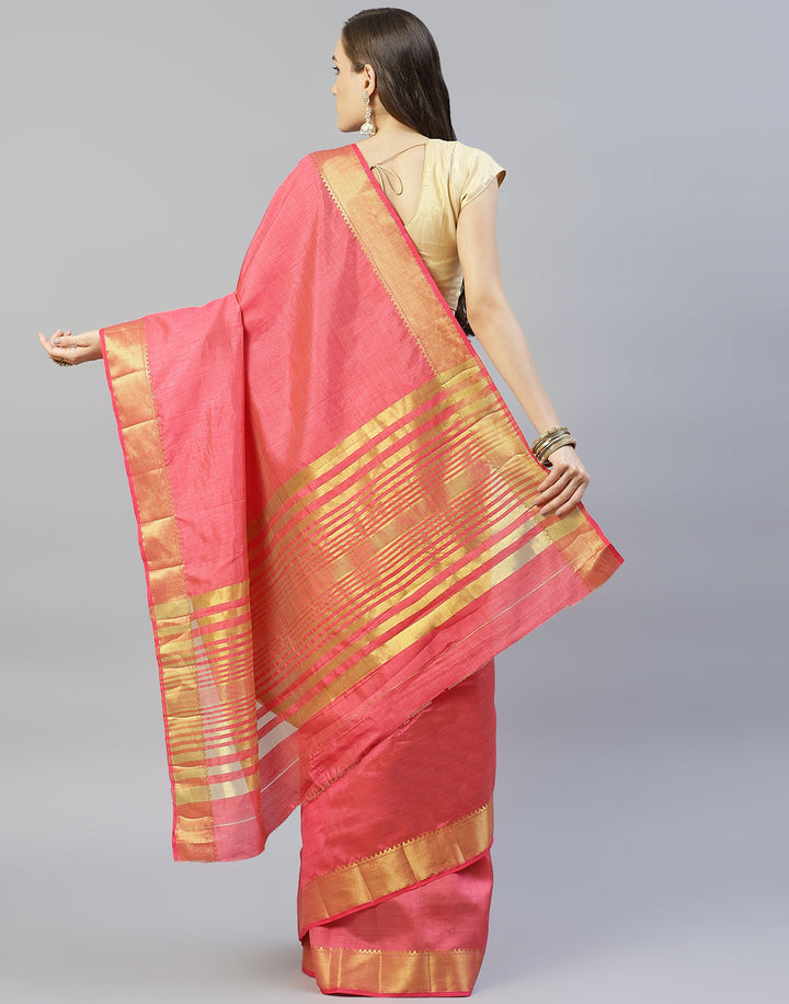 Plain Zari Border Art Handloom Woven Saree