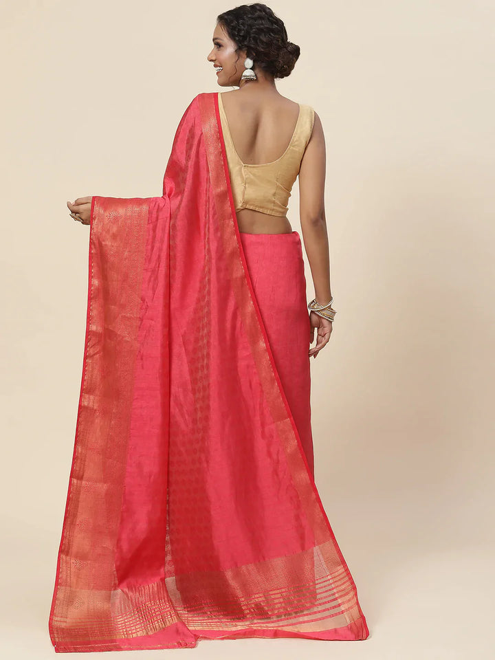 Plain Zari Border Handloom Woven Saree