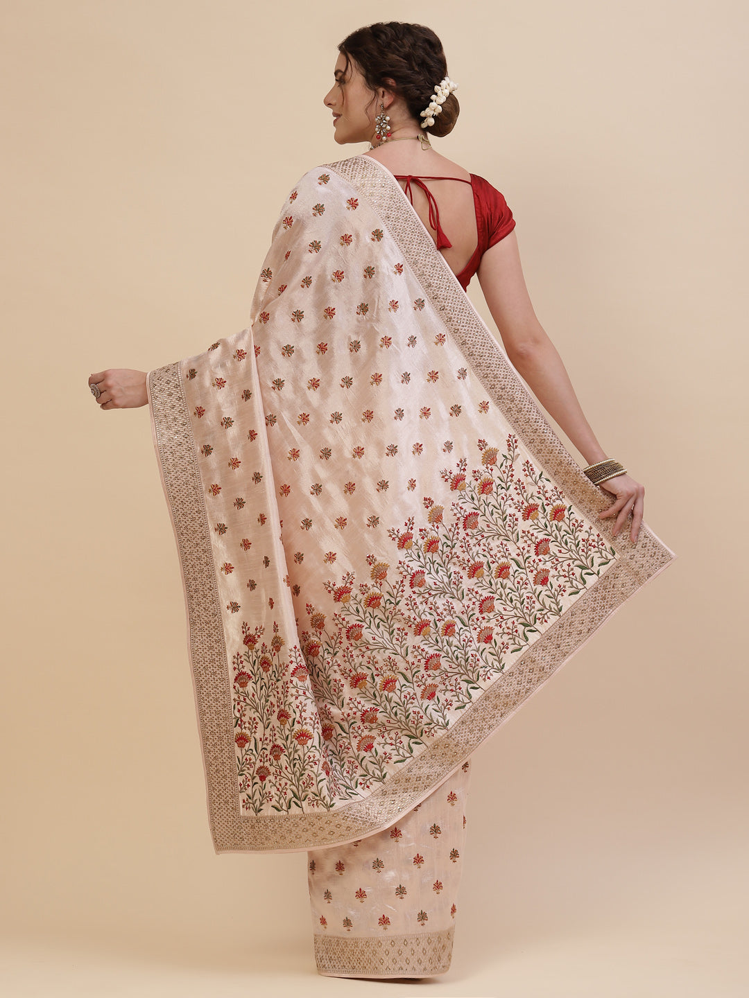 Resham Jaal Embroidered Art Tussar Saree