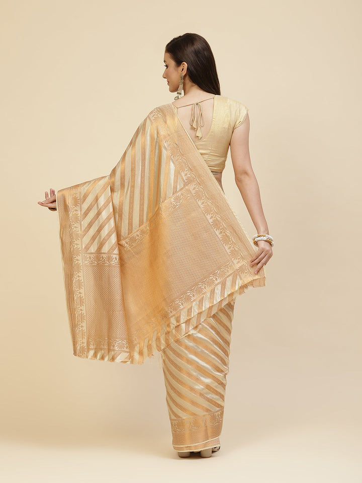 Zari Jaal Stripes Handloom Woven Saree