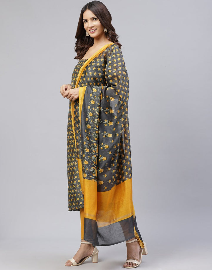 Printed Chanderi Suit Piece
