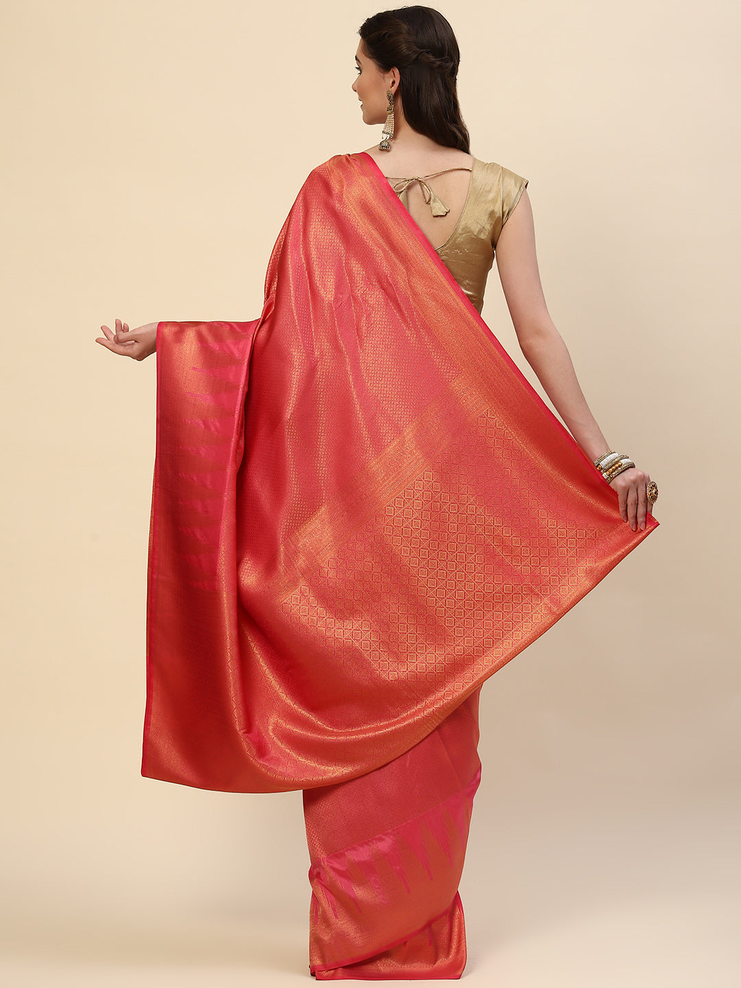 Brocade Zari Jaal Handloom Woven Saree