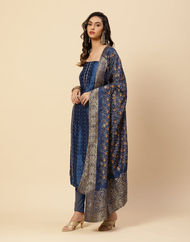 Embroidered Art Handloom Suit Piece With Art Silk Dupatta