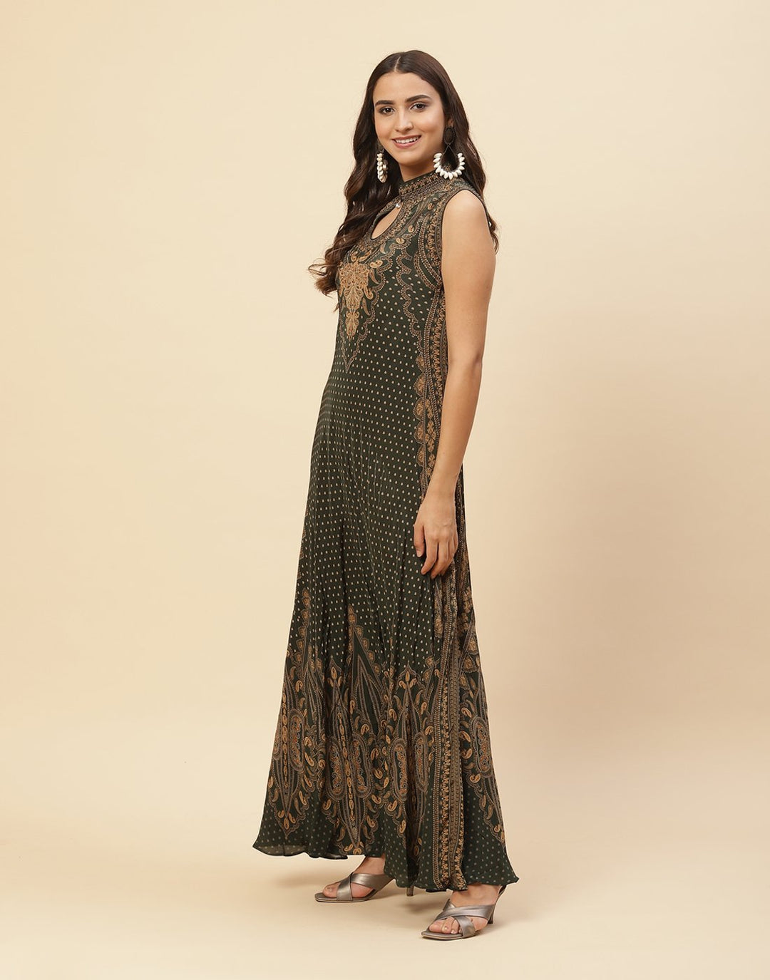 Digital Printed Crepe Gown