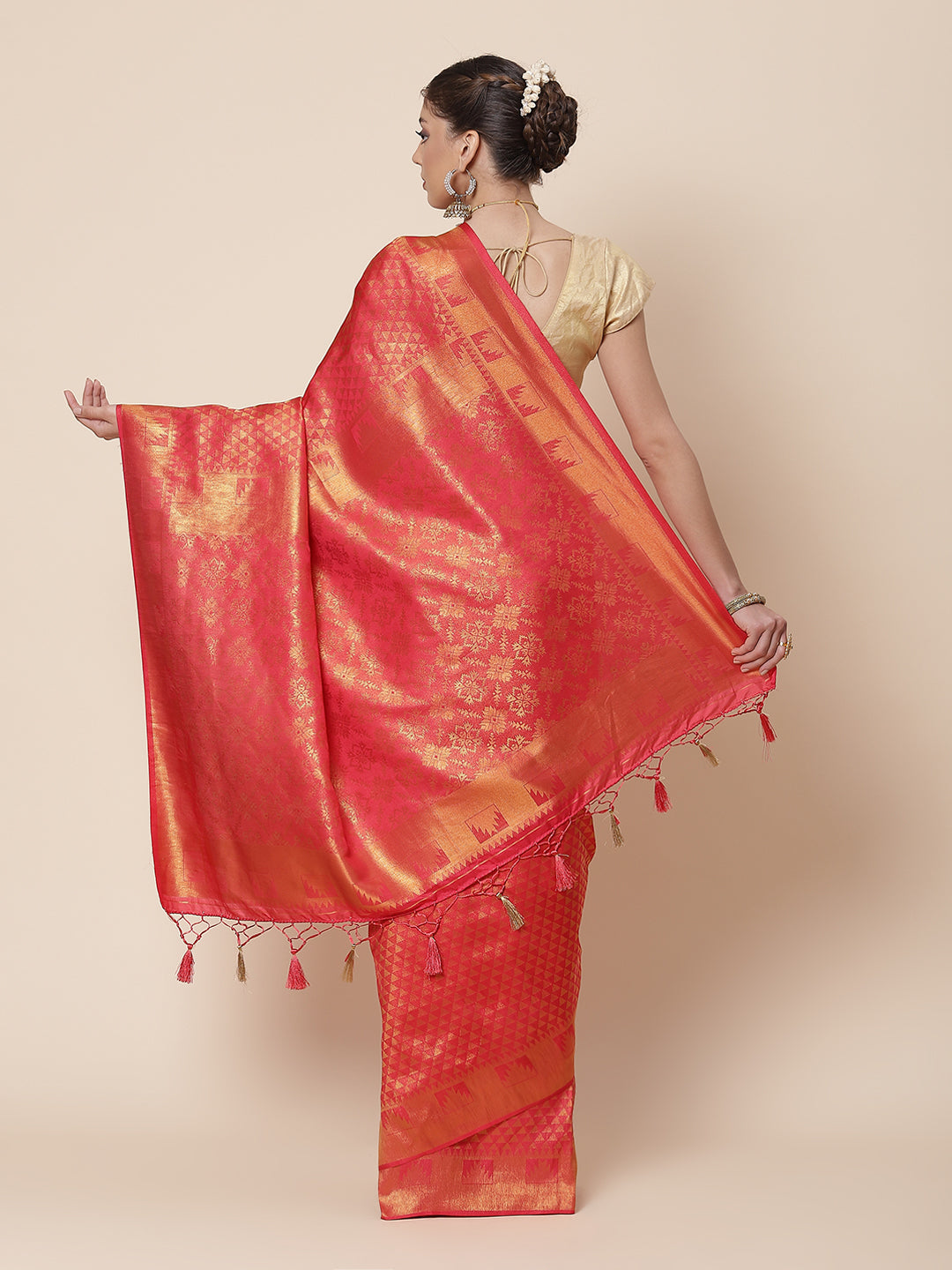 rocade Zari Jaal Art Handloom Woven Saree