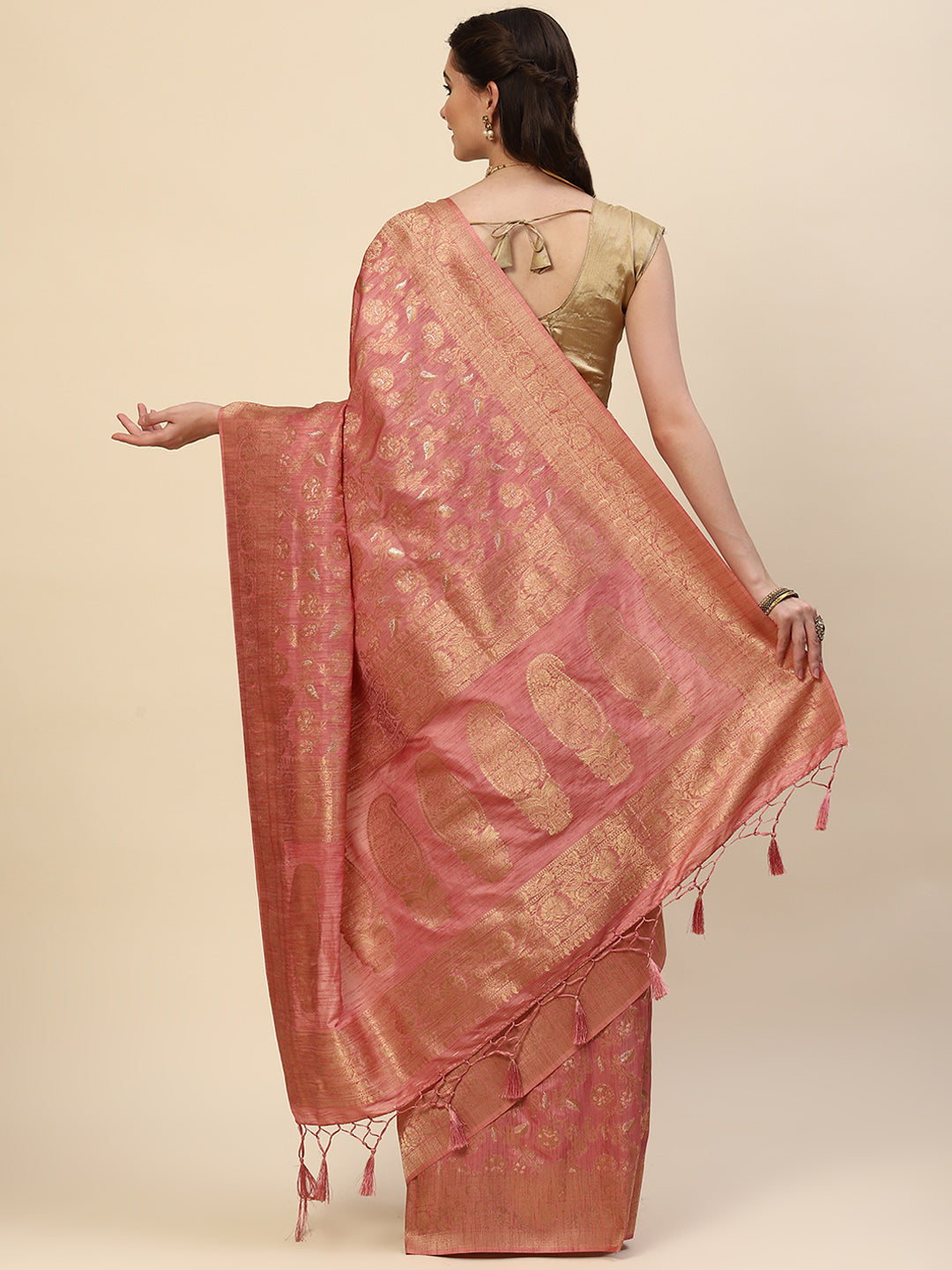 Floral Zari Jaal Handloom Woven Saree
