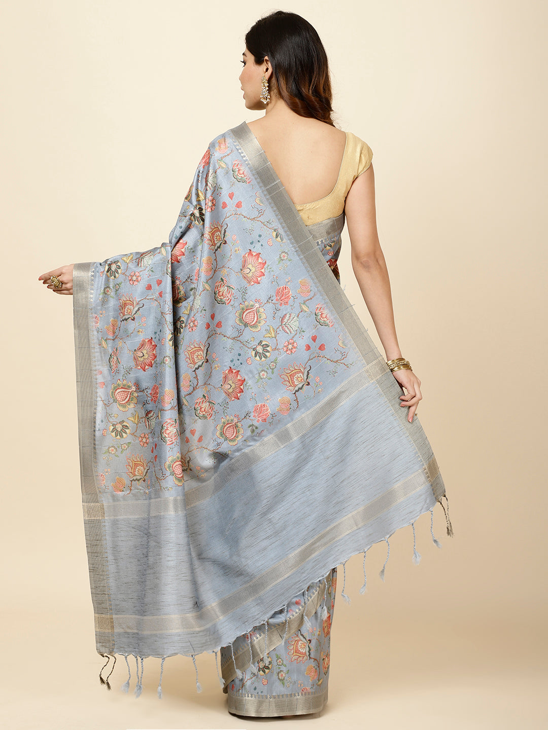 Digital Printed Tussar Saree