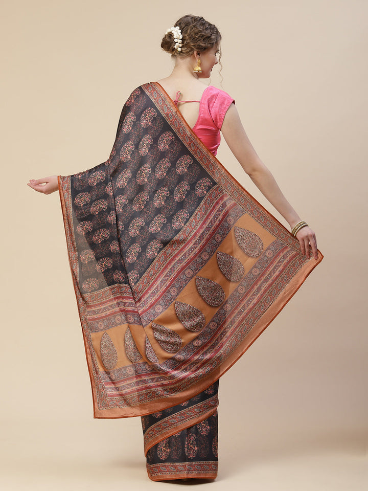 Stone Booti Satin Printed Saree
