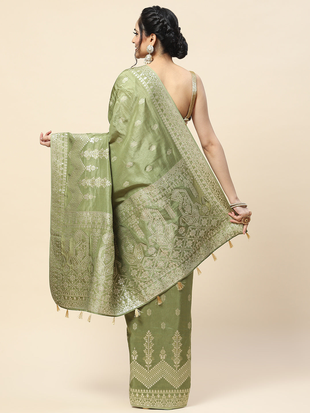 Zari Jaal Handloom Woven Saree