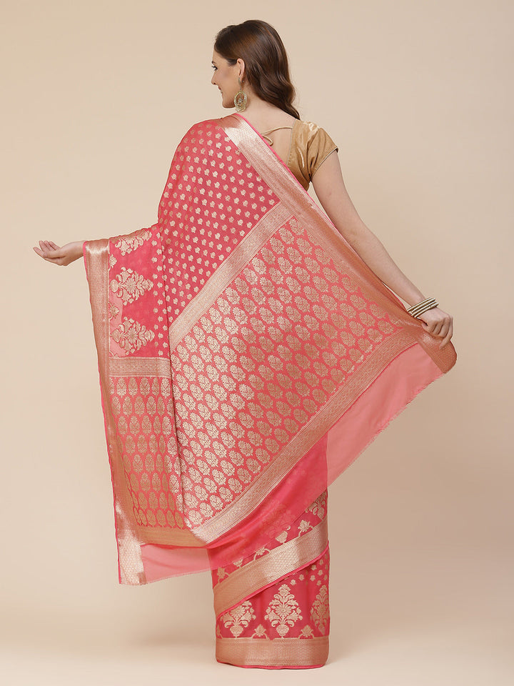 Zari Booti Georgette Plain Saree