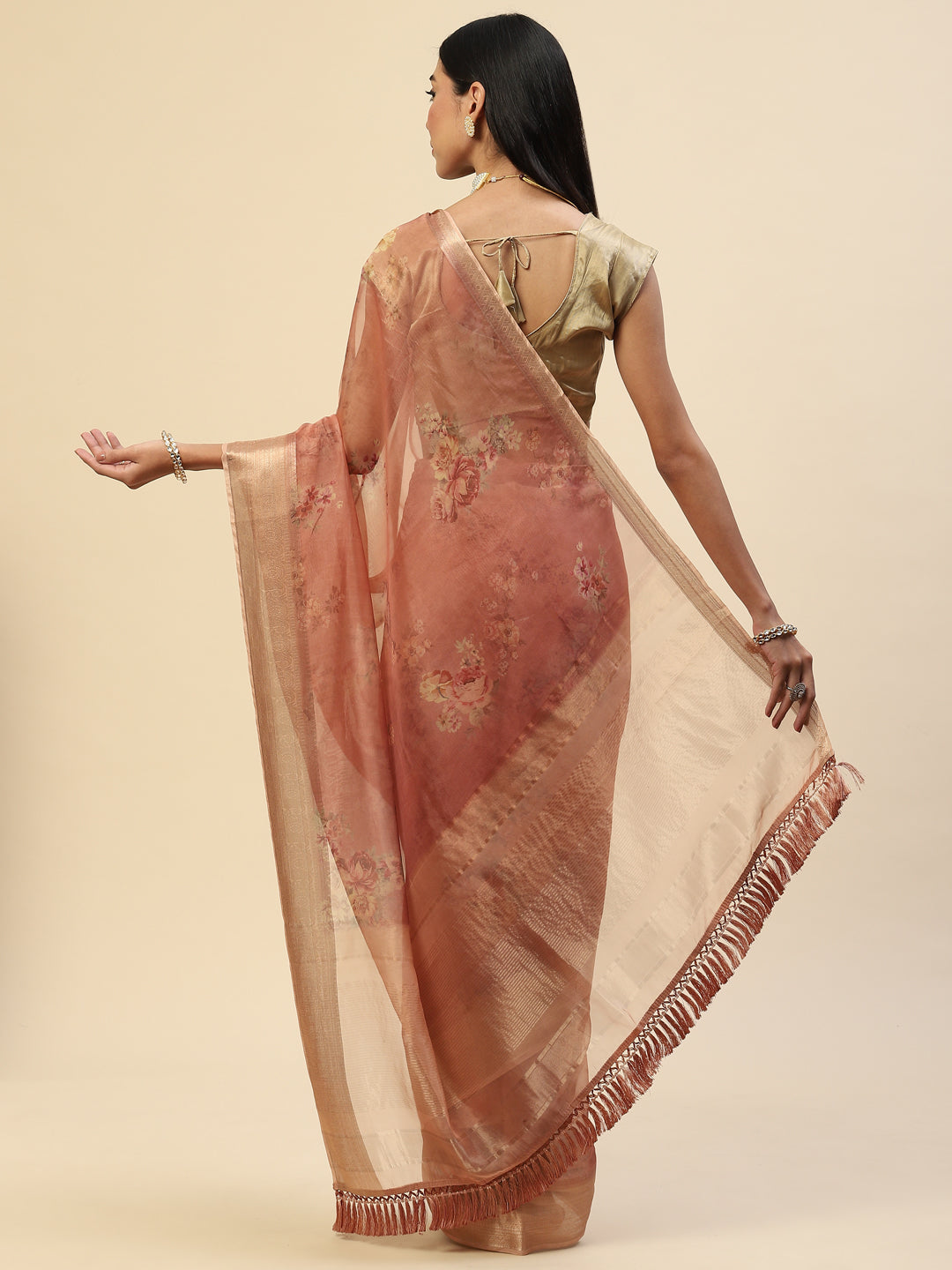 Floral Digital Printed Organza Saree