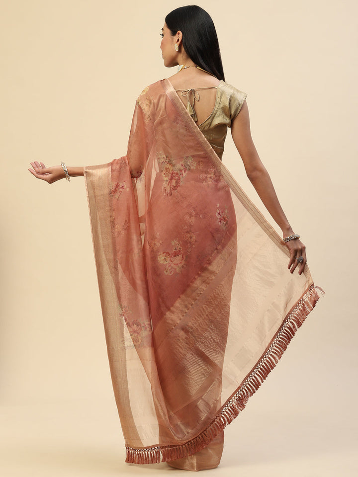 Floral Digital Printed Organza Saree