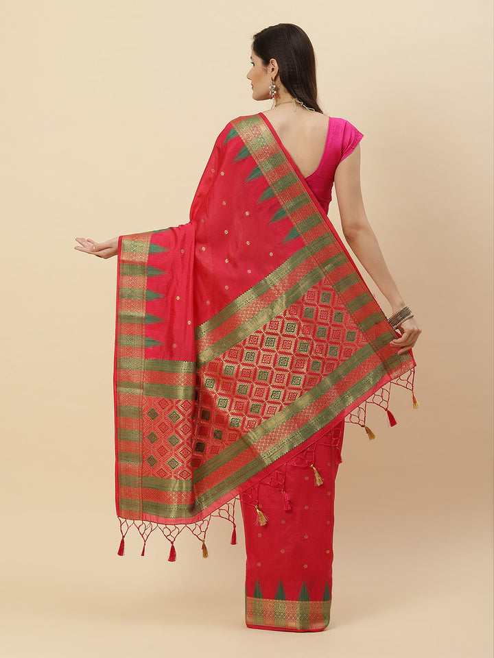 Plain Zari Border Handloom Woven Saree