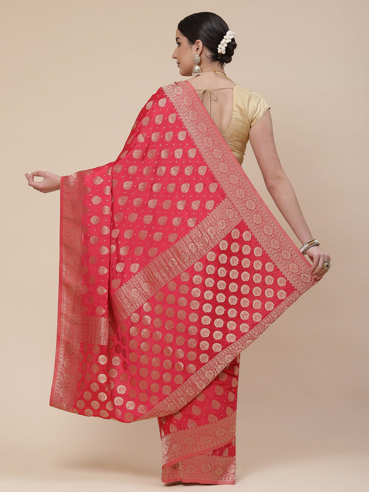 Zari Booti Crepe Plain Saree