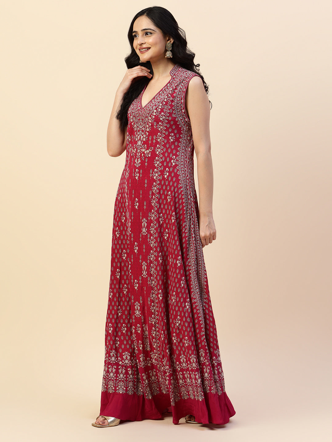 Digital Printed Crepe Gown