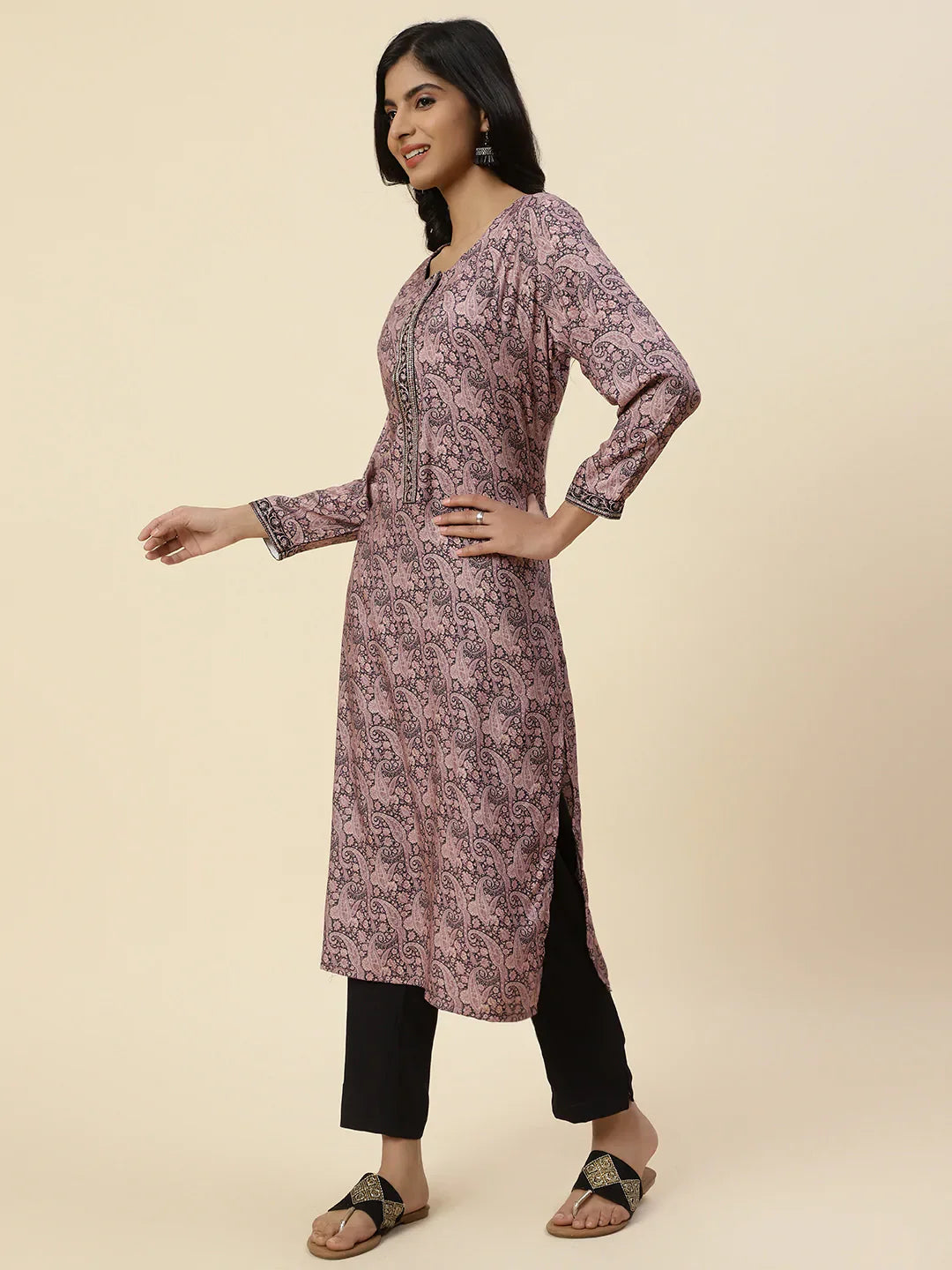Printed Pashmina Kurta With Pants