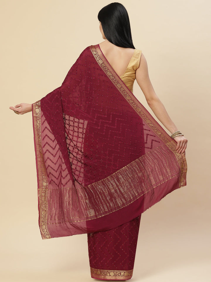 Embroidered Crepe Saree